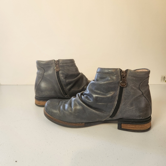 Wanda Panda Gray Leather Ankle Boots Zipper Womens size 8 EU 39 Fall Winter - Picture 8 of 9